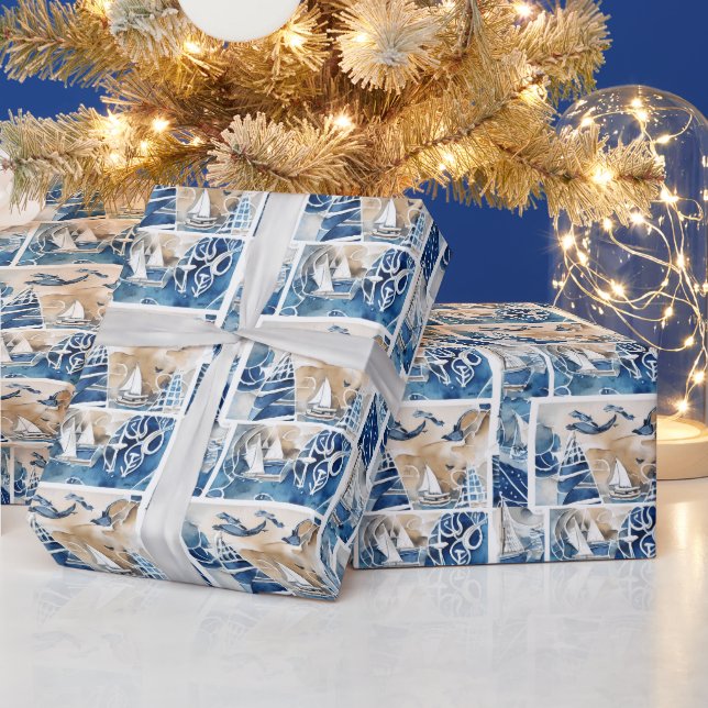 Shabby Chic Nautical Theme Wrapping Paper (Holidays)