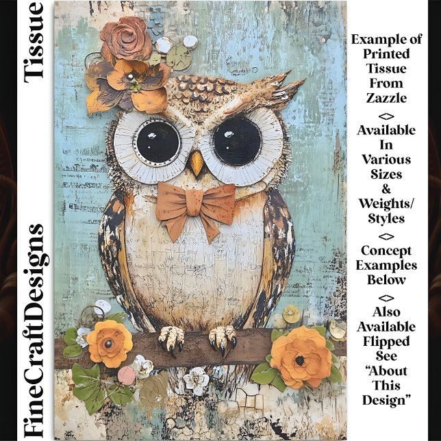 Shabby Chic Owl, Bow Tie, Floral DJ4L Decoupage Tissue Paper (Creator Uploaded)