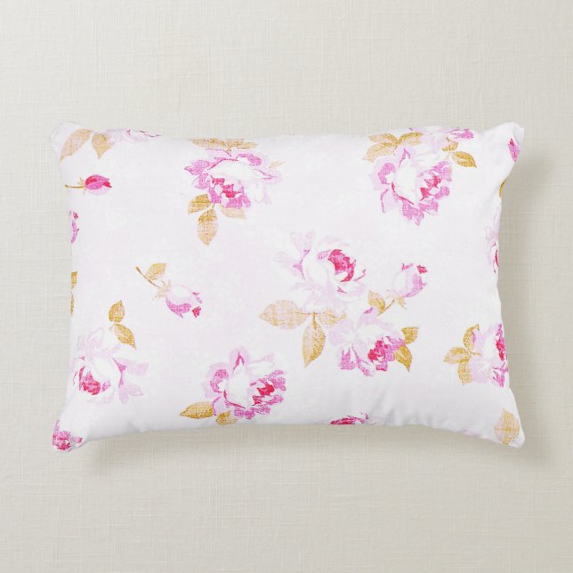 Shabby Chic Pale Pink Rose Pillow (Front)