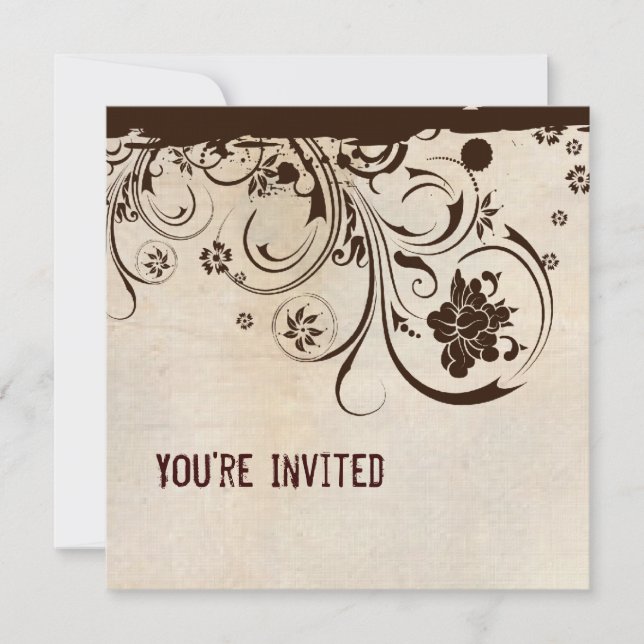 Shabby Chic Parchment et invitation à la dentelle  (Devant)