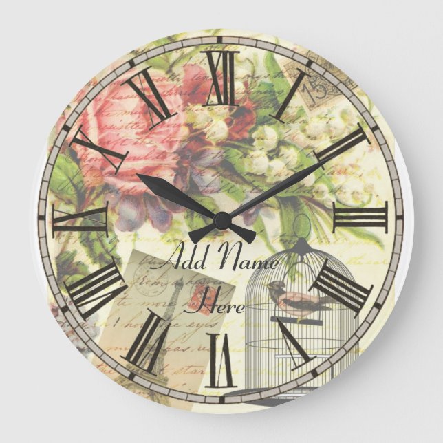 Shabby Chic Paris Kitchen Clock add name customize (Front)