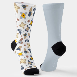 Shabby Chic Pastel Blue Floral Odd Mismatch  Socks