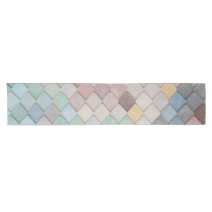 Shabby Chic Pastel Tiles Short Table Runner