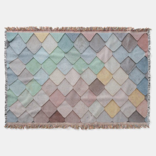Shabby Chic Pastel Tiles Throw Blanket (Front)