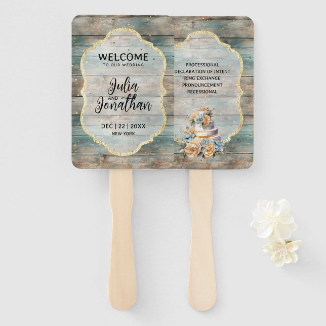 Shabby Chic Pastel Wood Hand Fan (Front and Back)