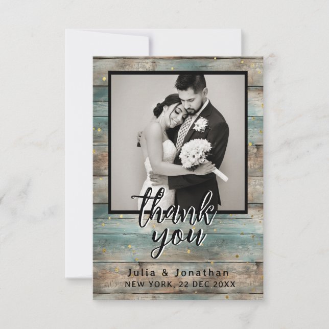 Shabby Chic Pastel Wood Thank You Card (Front)