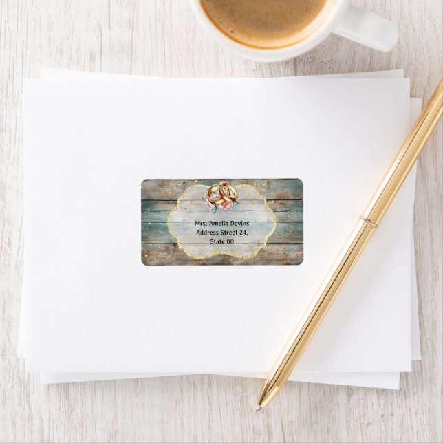 Shabby Chic Pastel Wood Wedding Address Label (Insitu)