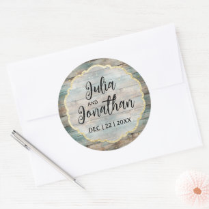 Shabby Chic Pastel Wood Wedding  Classic Round Sticker
