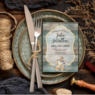 Shabby Chic Pastel Wood Wedding Invitation