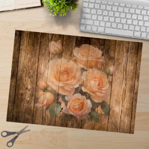 Shabby Chic Peach Rose Flower Vintage Decoupage Tissue Paper