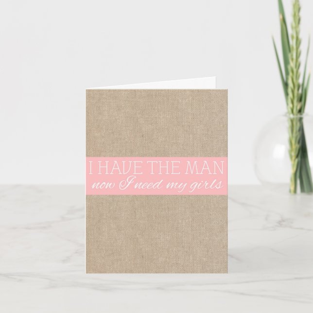 Shabby Chic Petal Burlap Bridesmaid Request Card (Front)