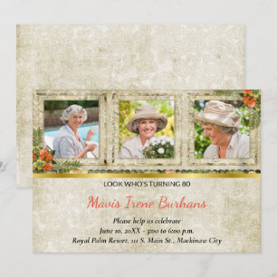 Shabby Chic Photo Anniversaire Fête Invitation