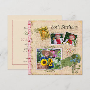 Shabby Chic Photo Birthday Party Invitation