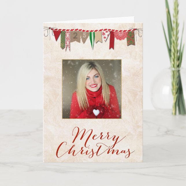 Shabby Chic Photo Christmas Card (Front)