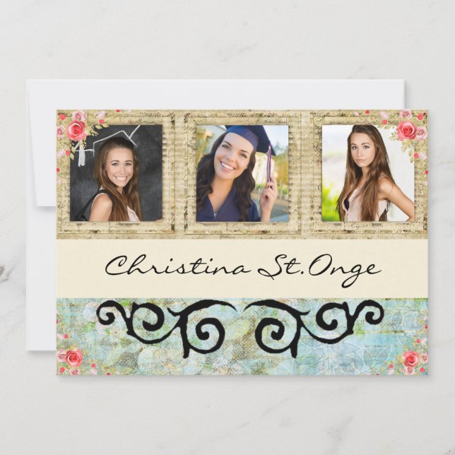 Shabby Chic Photo Graduation Open House Invite (Front)