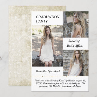 Shabby Chic Photo Graduation Party Invitation
