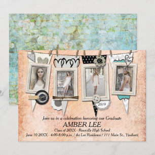 Shabby Chic Photo Graduation Party Invitation