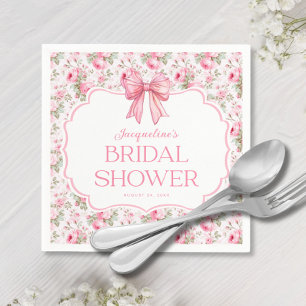 Shabby Chic Pink Bow Bridal Shower Napkin