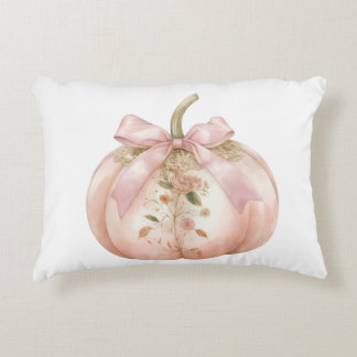 Shabby Chic Pink Floral Pumpkin Coquette Autumn Accent Pillow
