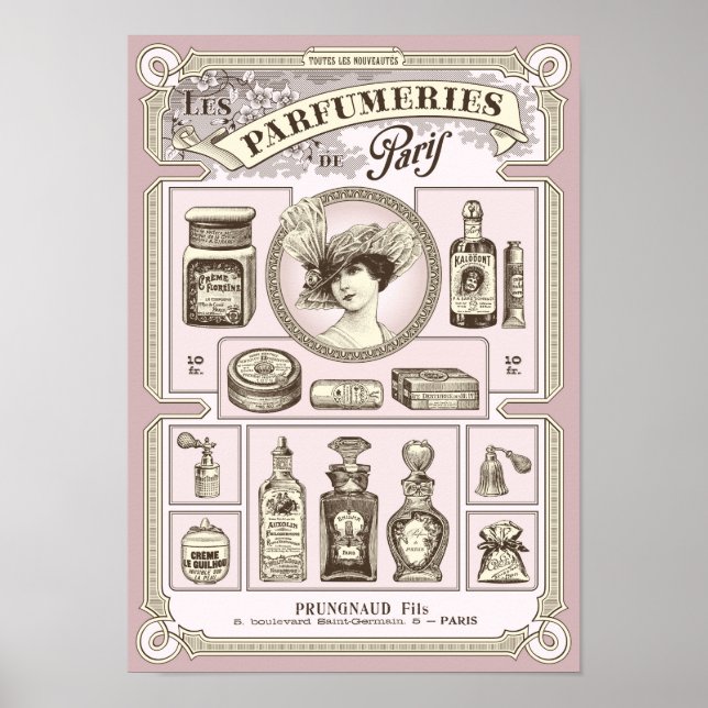 Shabby chic pink French/Paris perfumery poster (Front)