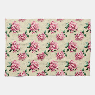 Shabby Chic Pink Gardenias Kitchen Towel