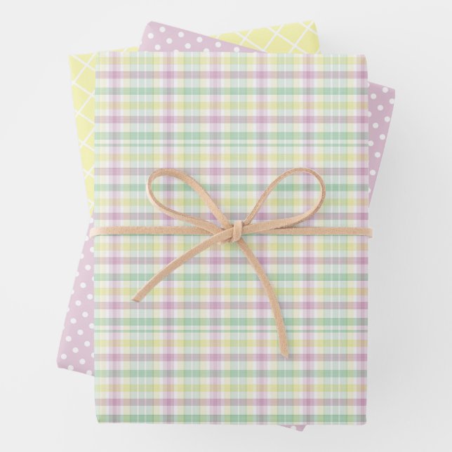 Shabby Chic Pink Mint Green Stripes Pattern Wrapping Paper Sheet (In situ)