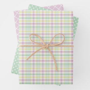 Shabby Chic Pink Mint Green Stripes Pattern Wrapping Paper Sheet