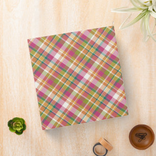 Shabby Chic Pink Orange Teal Green White Gingham Binder
