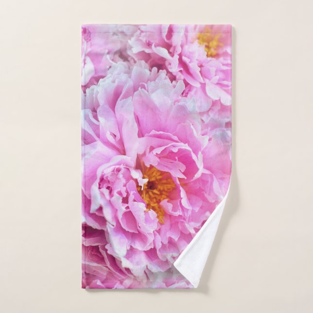 Shabby Chic Pink Pastel Pink Peonies Bath Towel Set (Hand Towel)