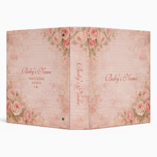 Shabby Chic Pink Peach Floral Baby Photo Album Binder