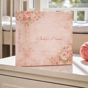 Shabby Chic Pink Peach Floral Baby Photo Album Binder