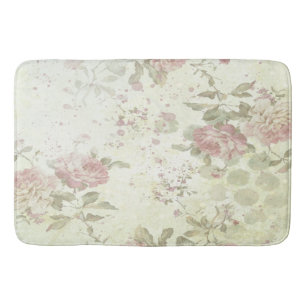 Shabby Chic Pink Rose Floral Bath Mat