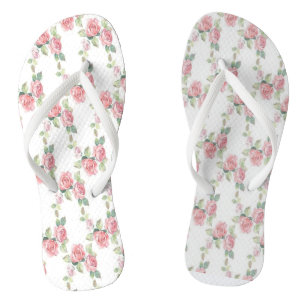 Shabby Chic Pink Rose Floral Flip Flops