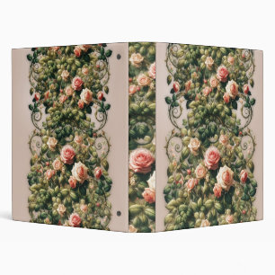 Shabby Chic Pink Rose Vines Floral Elegant Binder