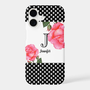 Shabby Chic Pink Roses Polka Dots