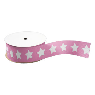 Shabby Chic Pink Stars Grosgrain Ribbon
