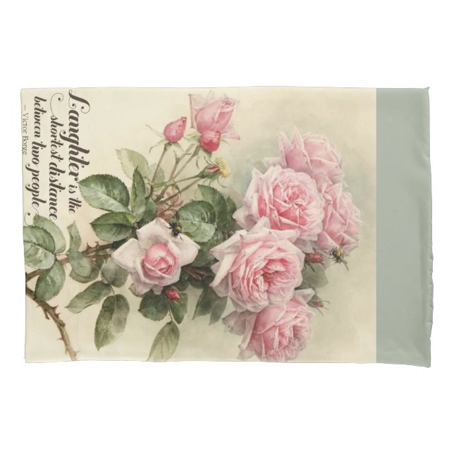 Shabby Chic Pink Victorian Roses Pillowcase (Front)