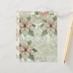 Shabby Chic Poinsettia et papier à scandale en den
