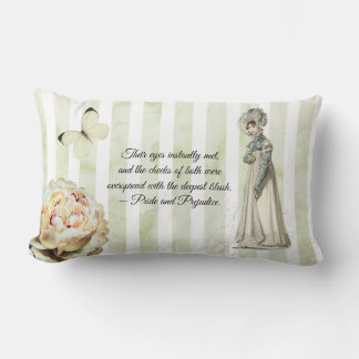 Shabby Chic Pride and Prejudice book quote Lumbar Pillow