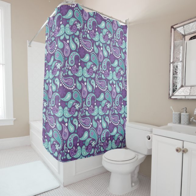 Shabby Chic Purple and Light blue Paisley Pattern (In Situ)