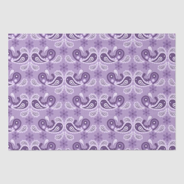 Shabby Chic Purple and white Paisley Pattern Tissue Paper (Front)