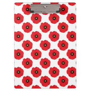Shabby Chic Red and White Poppies Floral Clipboard