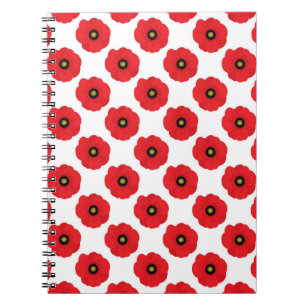 Shabby Chic Red and White Poppies Floral Notebook