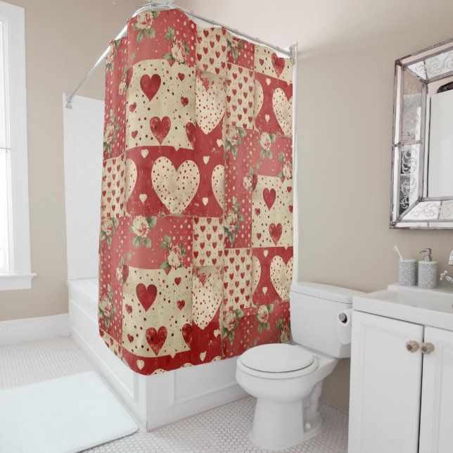 Shabby Chic Red Patchwork Pattern (In Situ)