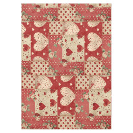 Shabby Chic Red Patchwork Pattern Tablecloth