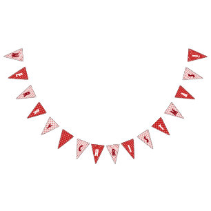 Shabby Chic Red White Polka Dots Nordic Bunting Flags