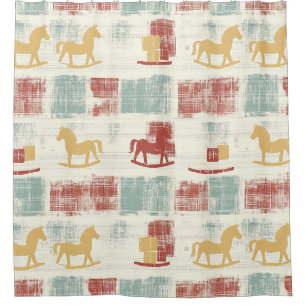 Shabby Chic Rocking Horse Plaid Pattern
