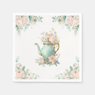 Shabby Chic Romantic Vintage Roses Floral Party Napkin