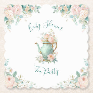 Shabby Chic Romantic Vintage Roses Floral Party Paper Coaster