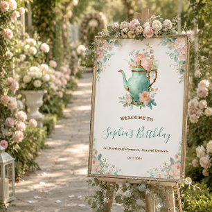 Shabby Chic Romantic Vintage Roses Floral Party  Poster